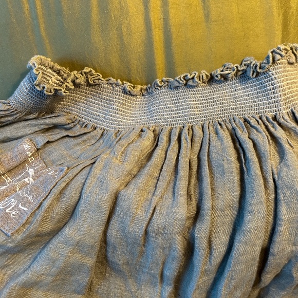 Magnolia Pearl olive green linen skirt CA#6 - Picture 3 of 8